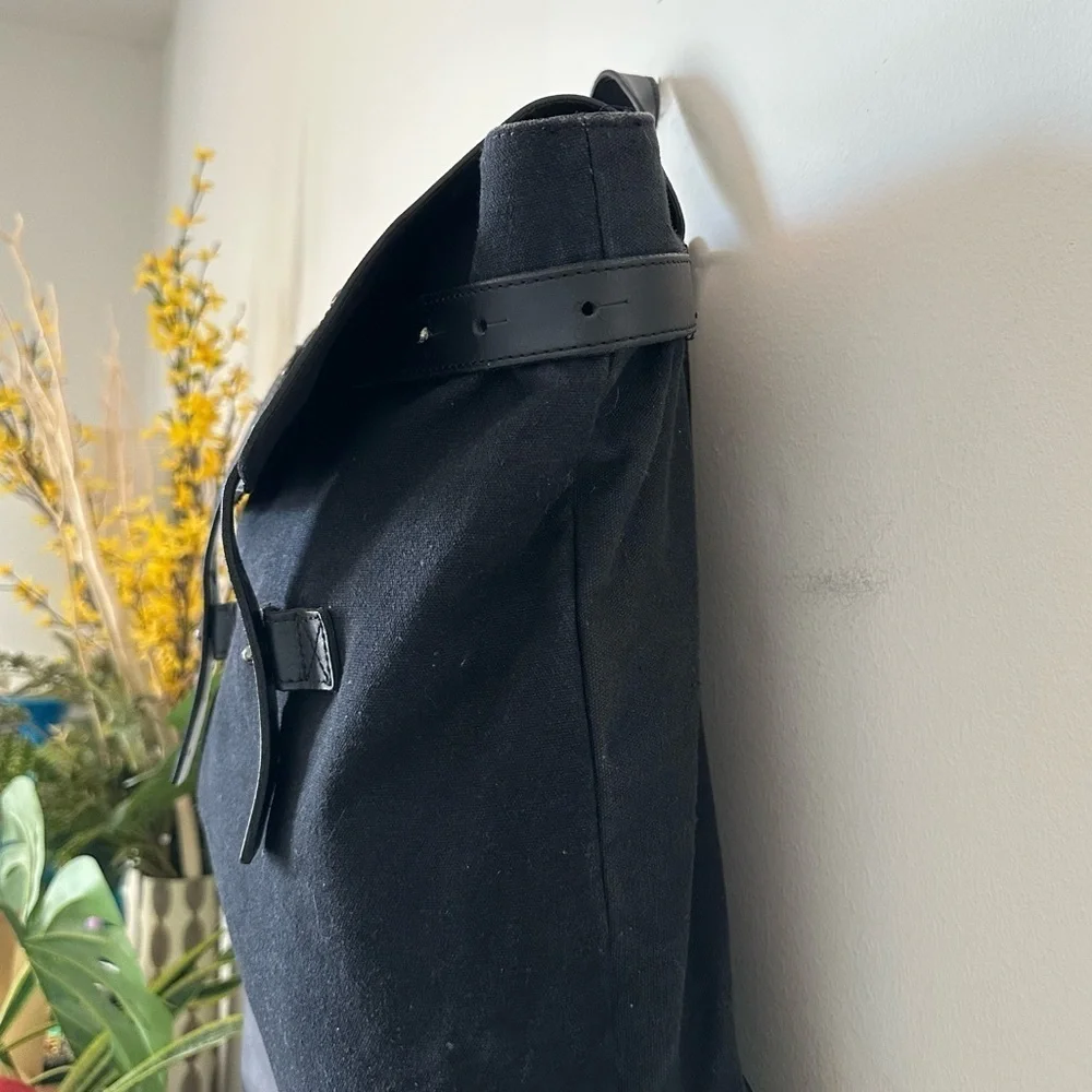Still Nordic Leather Canvas Backpack Black Laptop Minimalist Unisex